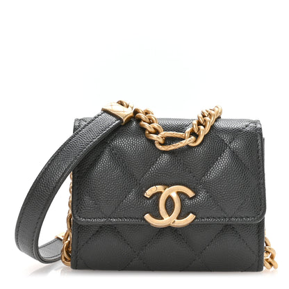 Chanel Caviar Quilted Bracelet On Chain Clutch Grey 1 of 11