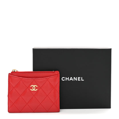 Chanel Caviar Quilted CC Zip Card Holder Red 8 of 8
