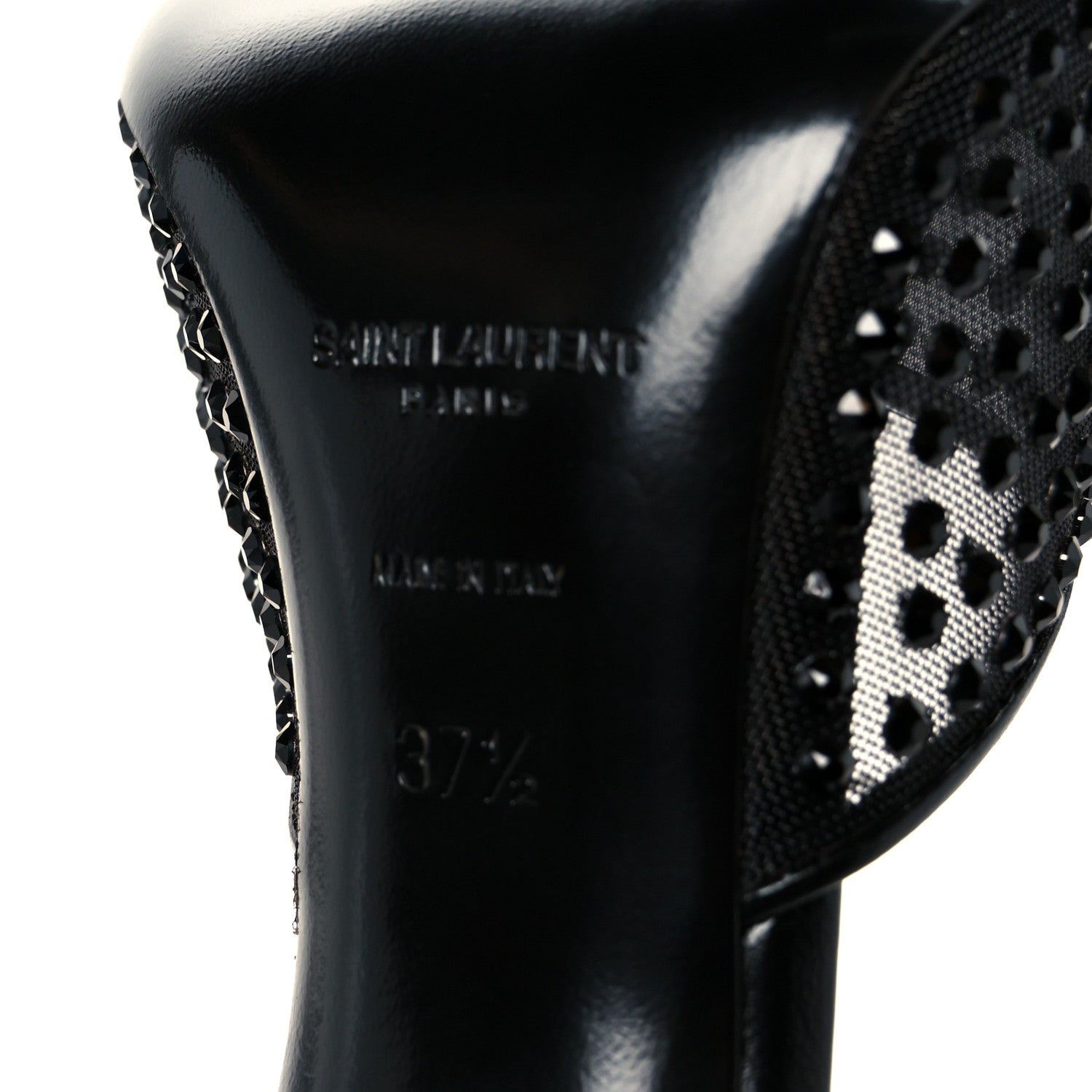 Saint Laurent Tulle Strass Gippy 110 Mule Sandals 37.5 Black 8 of 8