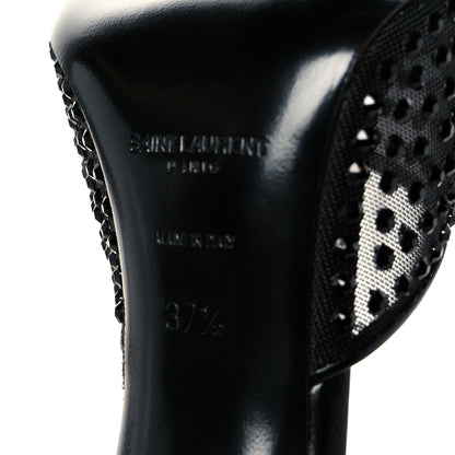 Saint Laurent Tulle Strass Gippy 110 Mule Sandals 37.5 Black 8 of 8