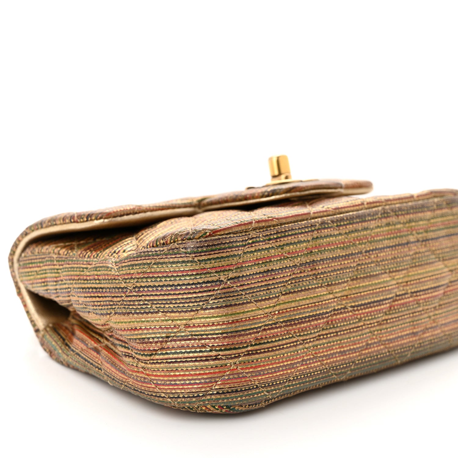 Chanel Metallic Sheepskin Thin Striped Extra Mini Flap Multicolor Gold 10 of 10