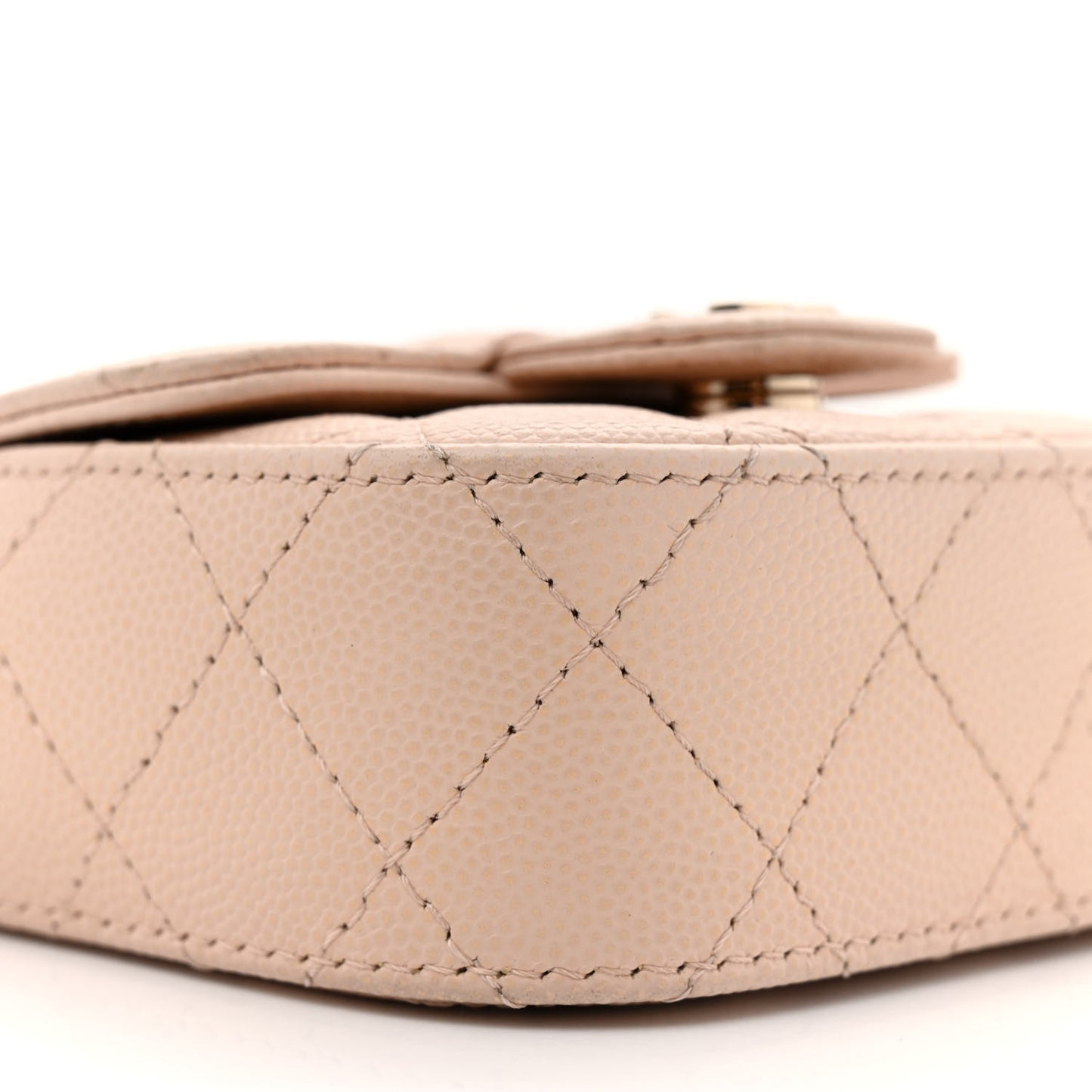 Caviar Quilted Mini Clutch With Chain Light Beige