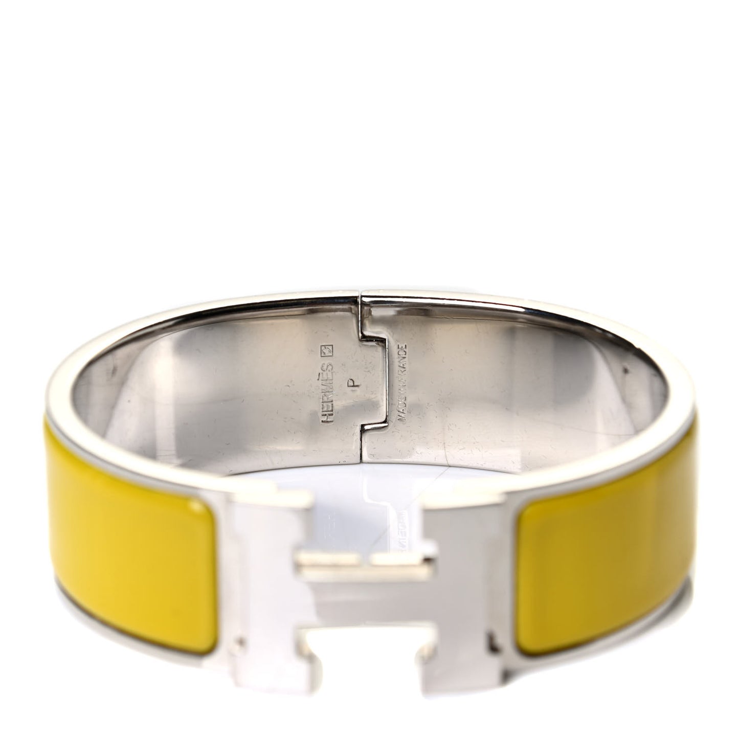 Enamel Clic Clac H Wide Bracelet GM Chartreuse