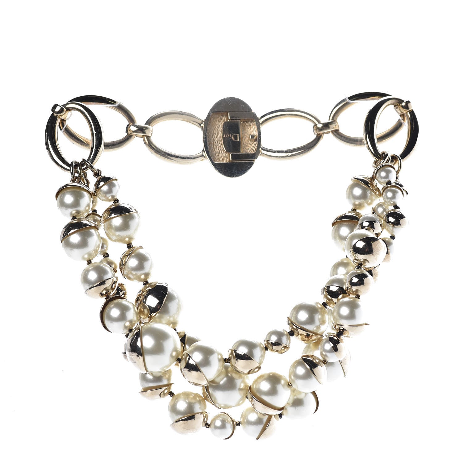 Christian Dior Pearl Mise en Dior Multi Strand Necklace Gold 1 of 5