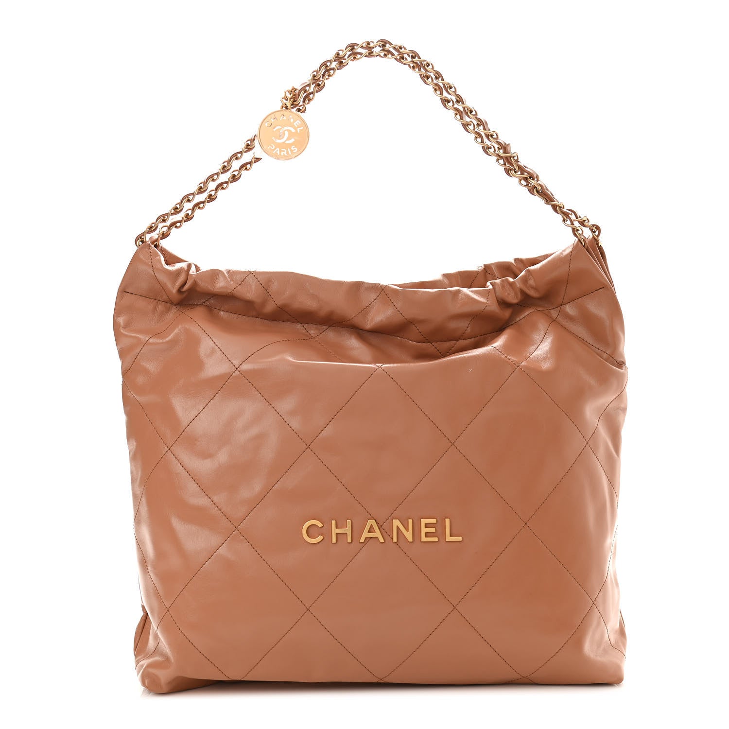 Chanel Shiny Calfskin Quilted Chanel 22 Camel 1 of 12