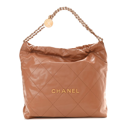 Chanel Shiny Calfskin Quilted Chanel 22 Camel 1 of 12