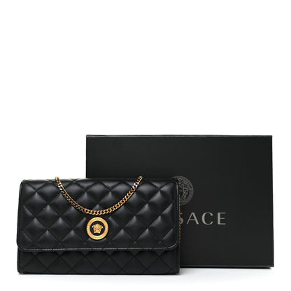 Versace Lambskin Quilted Medusa Wallet On Chain Crossbody Black 23 of 23