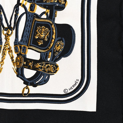Hermes Silk Brides de Gala Nano Scarf 20 Black White Or 3 of 3