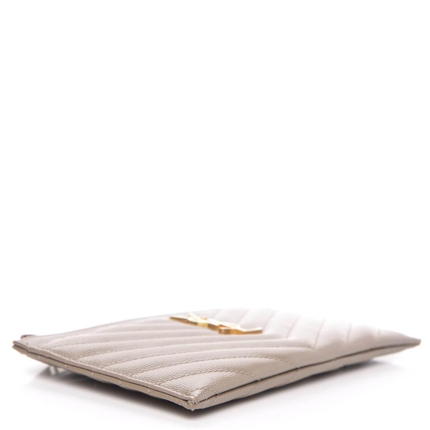 Grain De Poudre Chevron Monogram Bill Pouch Dark Beige