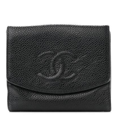 Chanel Caviar Timeless CC Compact French Wallet Black 1 of 13