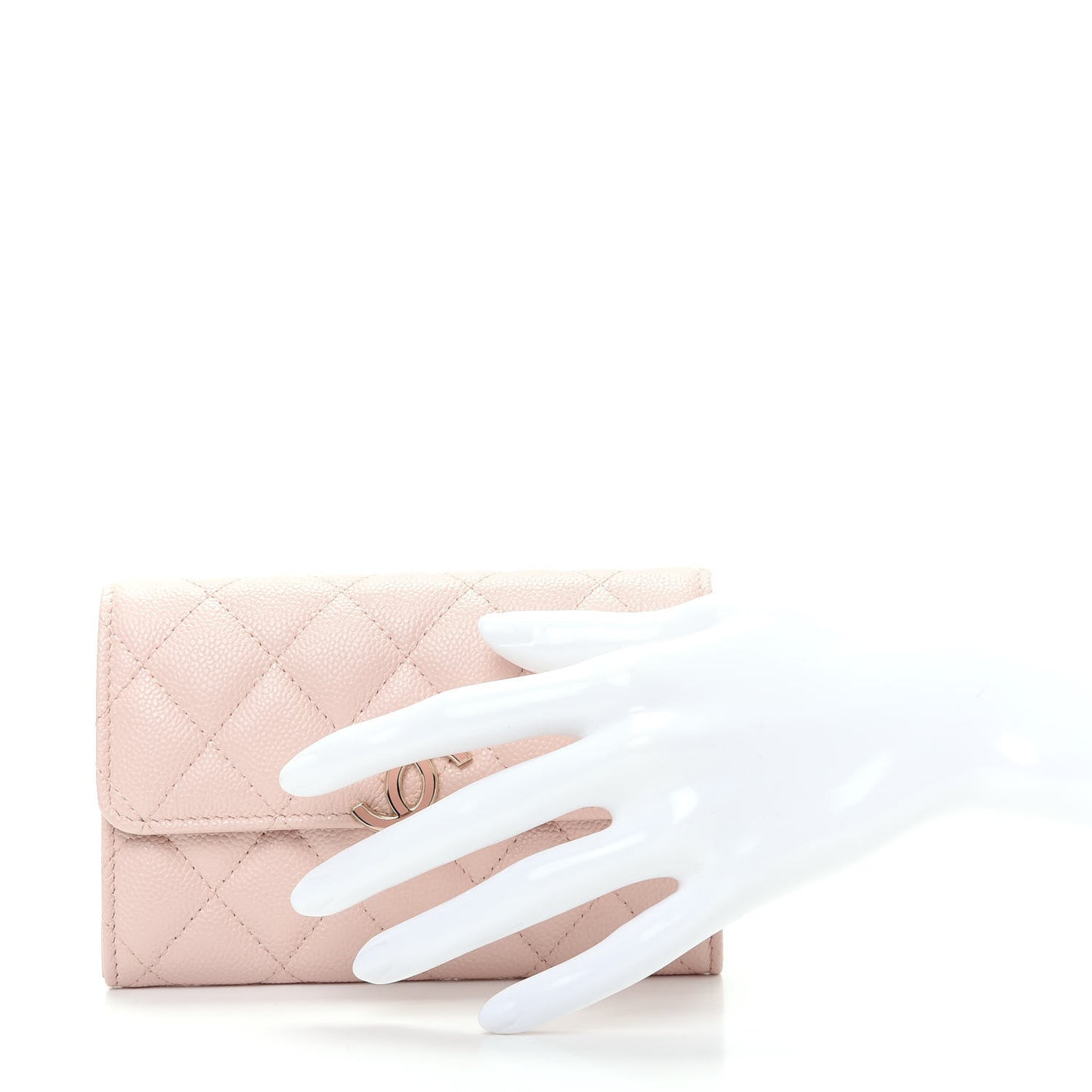 Caviar Quilted Flap Wallet Pink