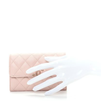 Chanel Caviar Quilted Flap Wallet Pink 2 of 9