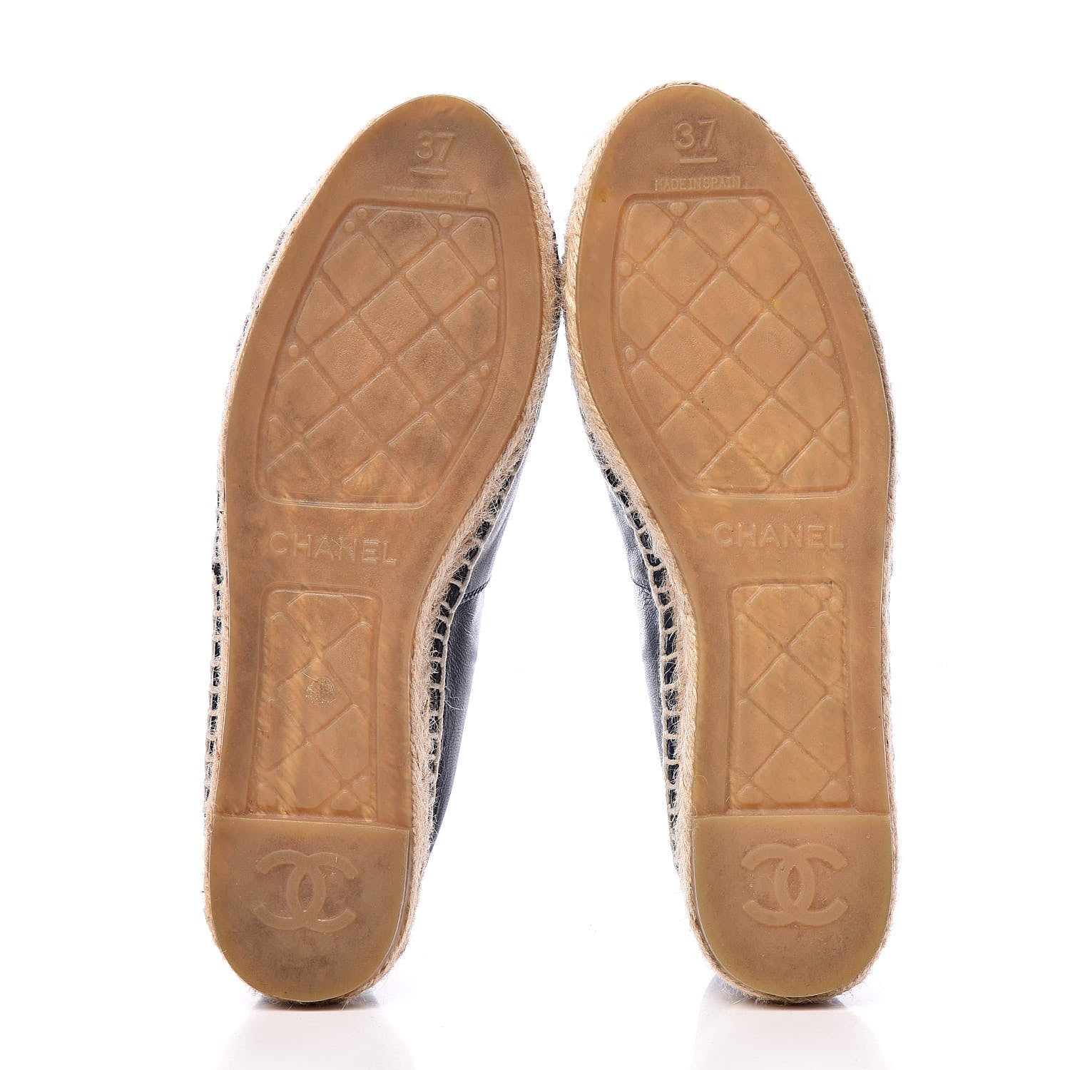 Chanel Lambskin CC Espadrilles 37 Navy Black 5 of 10