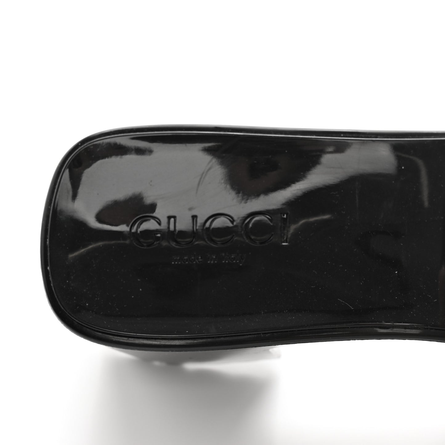 Rubber Gucci Logo Womens Platform 20/60mm Slide Sandals 38 Black