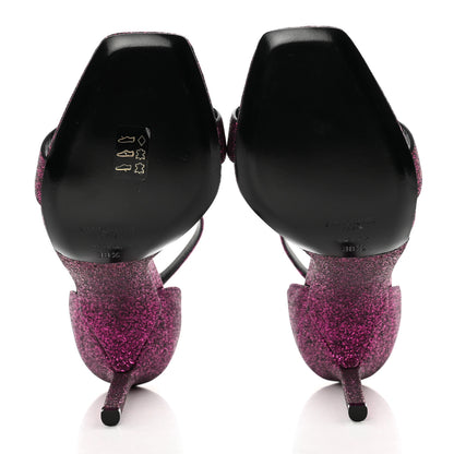 Saint Laurent Glitter Amber 105 Ankle Strap Sandals 38.5 Fuchsia 5 of 9
