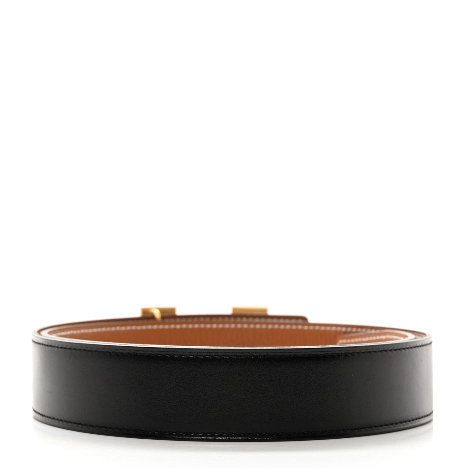 Hermes Box Togo 32mm H Belt 80 32 Black Gold 3 of 8