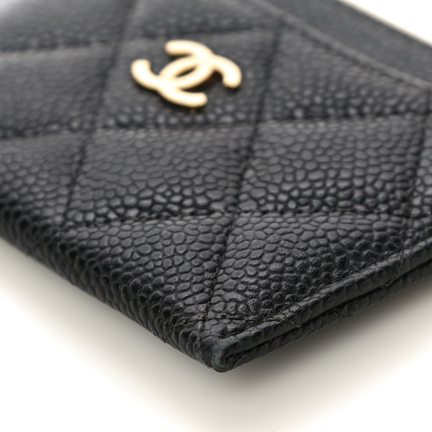 Caviar Quilted Card Holder Black