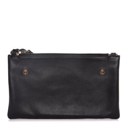 Gucci Calfskin Matelasse Small GG Marmont Double Zip Shoulder Bag Black 3 of 12