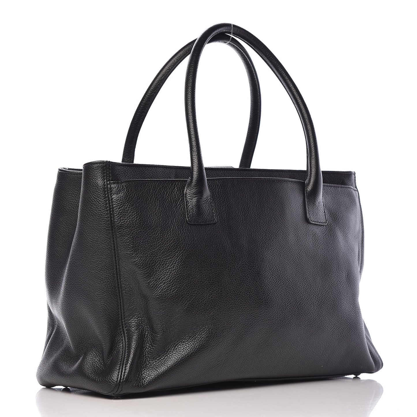 Calfskin Cerf Executive Shopper Tote Black