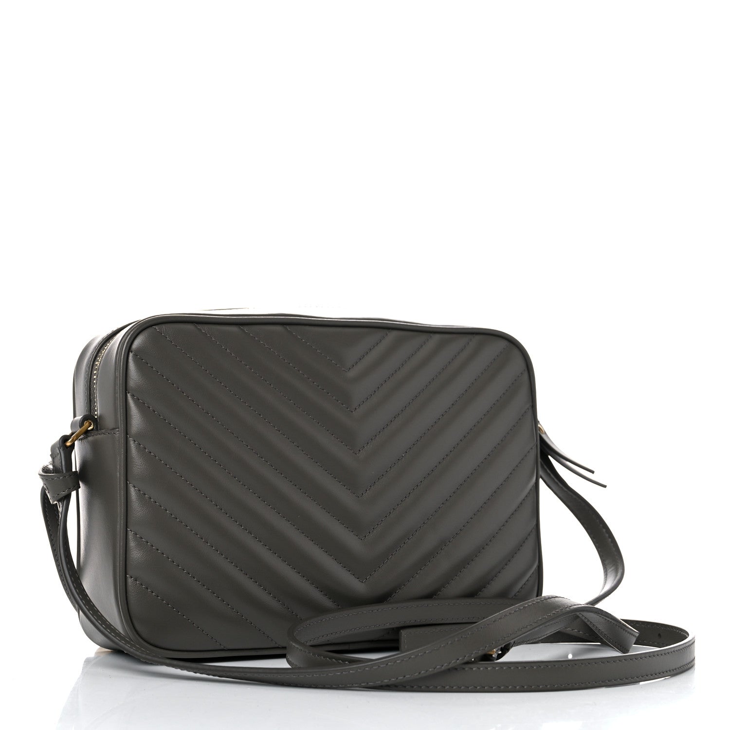 Saint Laurent Calfskin Matelasse Monogram Lou Camera Bag Grey Kaki 5 of 17