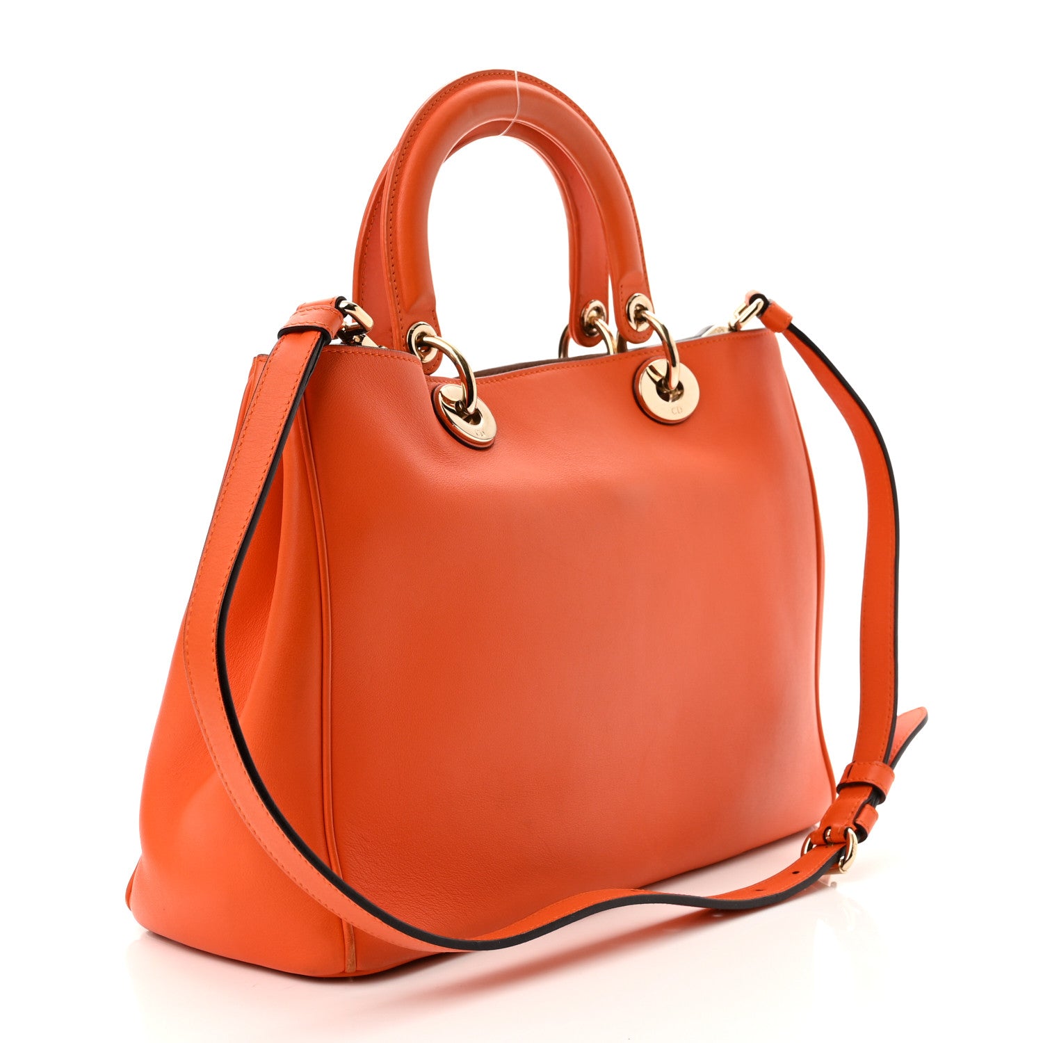 Christian Dior Smooth Calfskin Medium Diorissimo Tote Orange 4 of 12