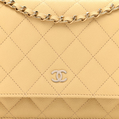 Chanel Caviar Quilted Wallet on Chain WOC Yellow 10 of 13