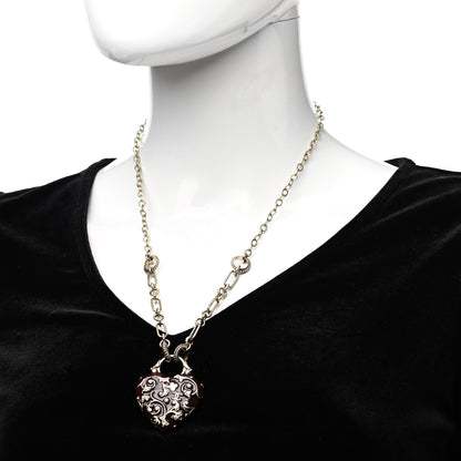 Chanel Enamel Heart Pendant Necklace Gold Red 2 of 6