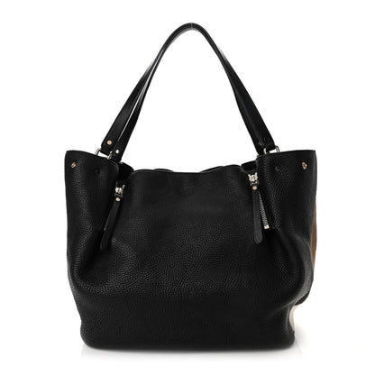 Burberry Grainy Calfskin House Check Medium Maidstone Black 1 of 12