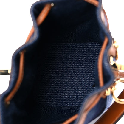 Fendi Denim Vitello King F is Fendi FF Embroidered Mini Mon Tresor Bucket Bag Blue Cuoio 5 of 10