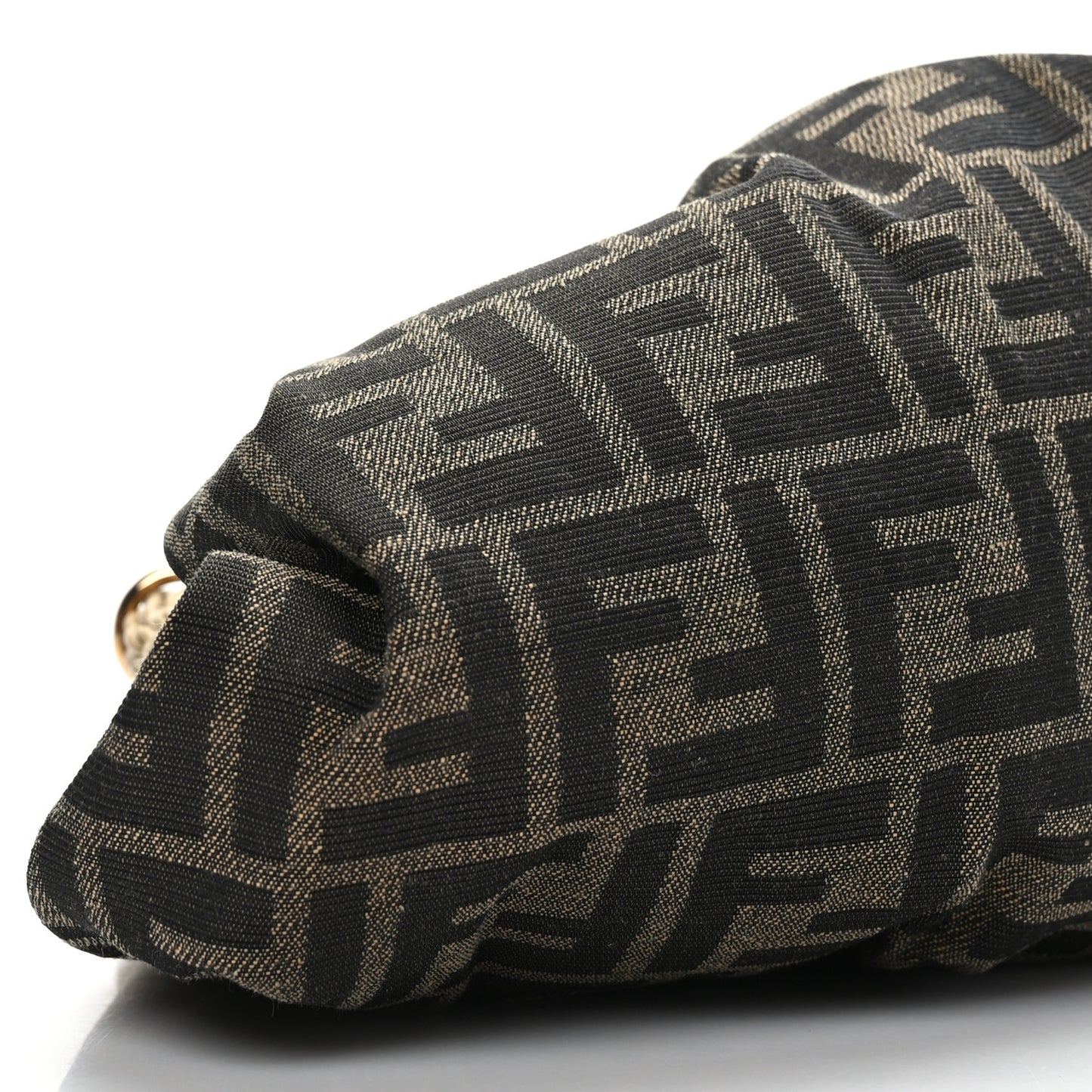 Fabric Jacquard FF Braided Shell Clutch Tobacco