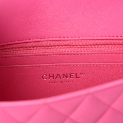 Chanel Lambskin Quilted Mini Rectangular Flap Neon Pink 8 of 11