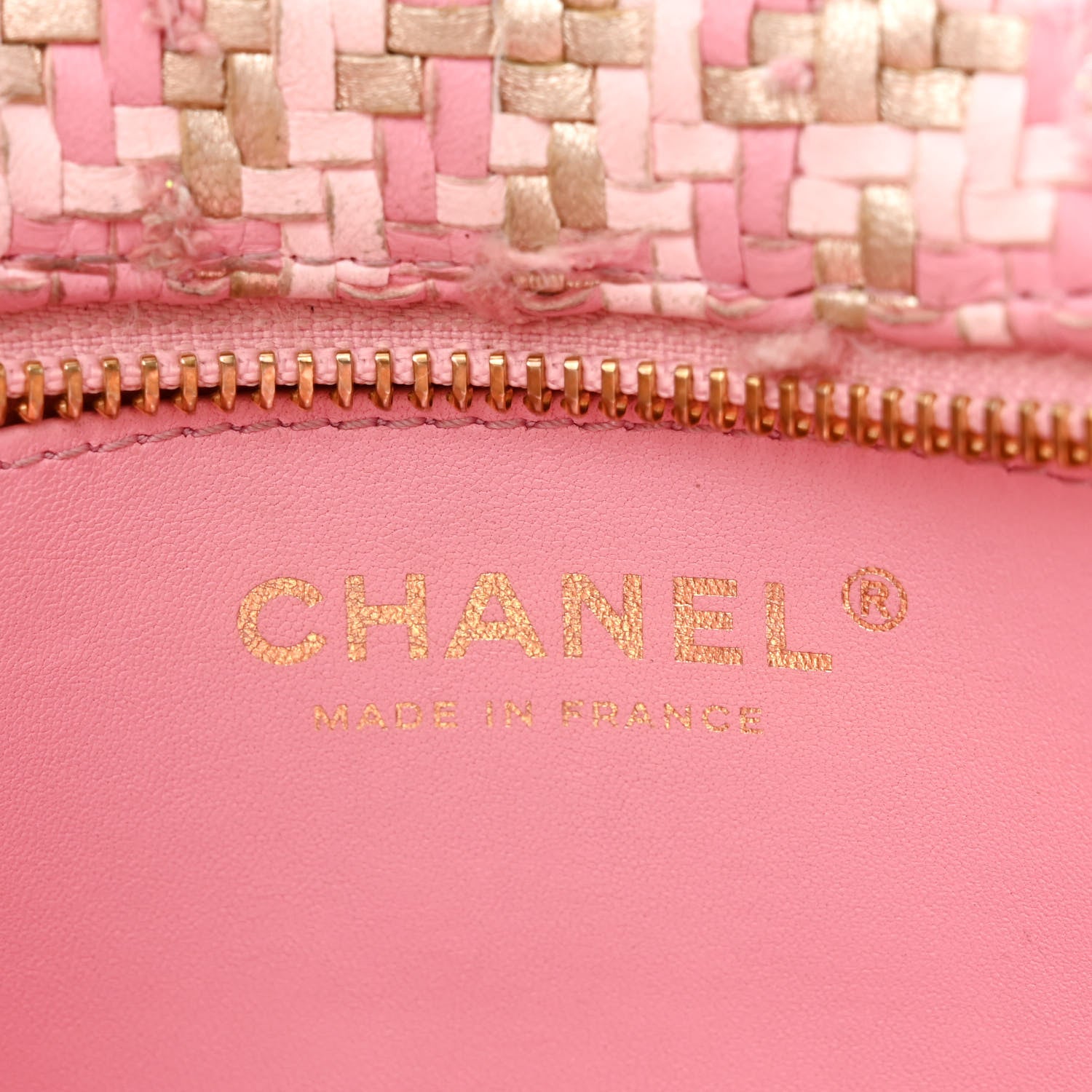 Chanel Metallic Lambskin Viscose Woven Camera Case Rose Beige 6 of 11