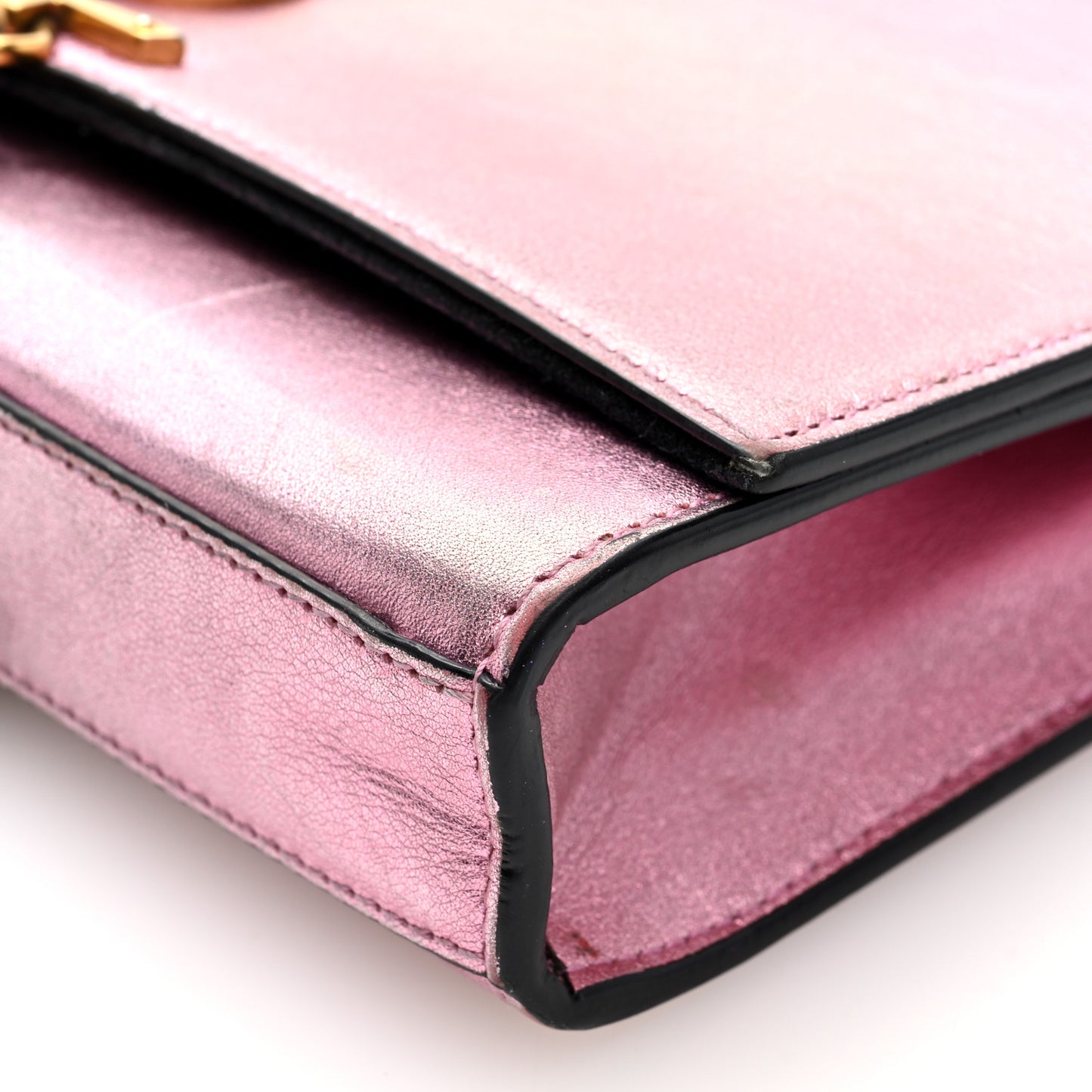 Metallic Calfskin Small Classic Monogram Kate Tassel Satchel Pink