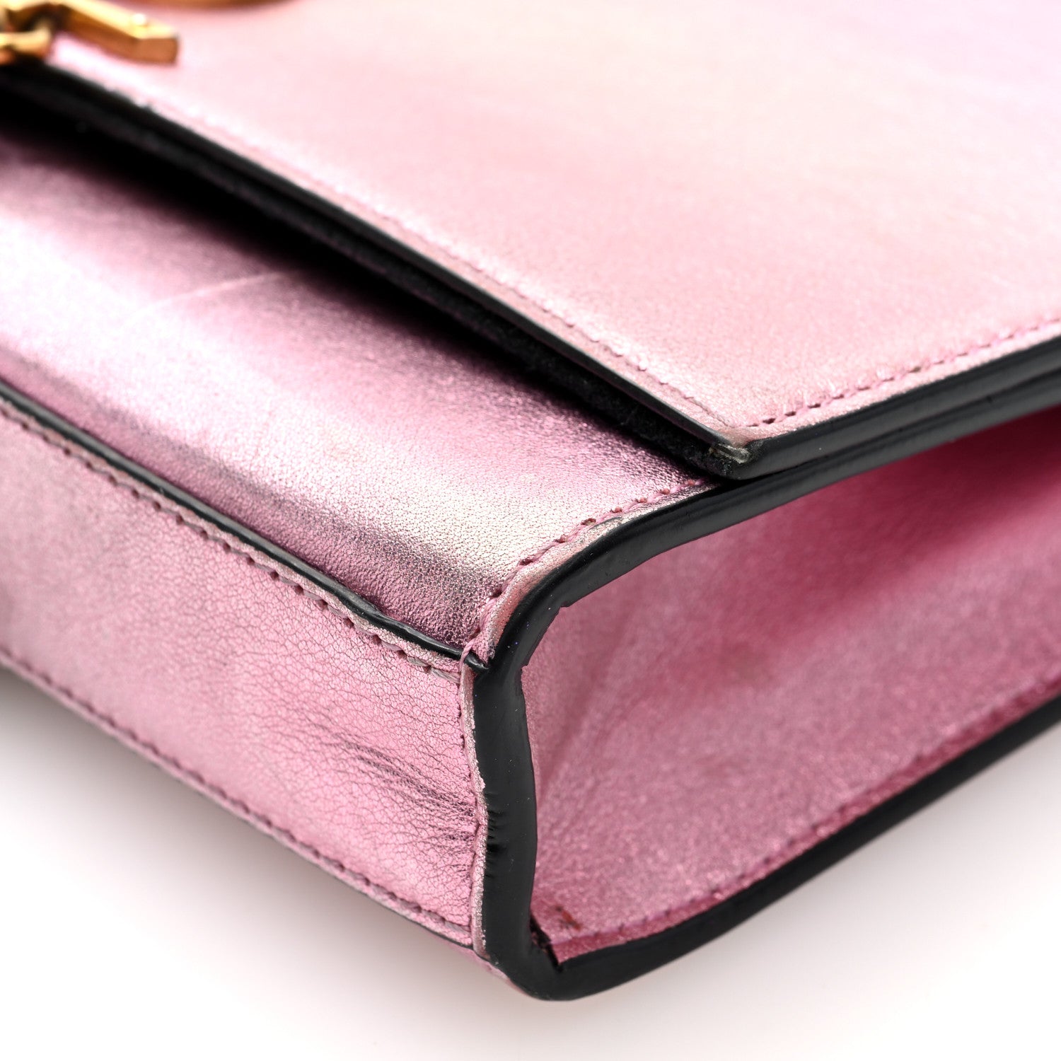 Saint Laurent Metallic Calfskin Small Classic Monogram Kate Tassel Satchel Pink 10 of 11