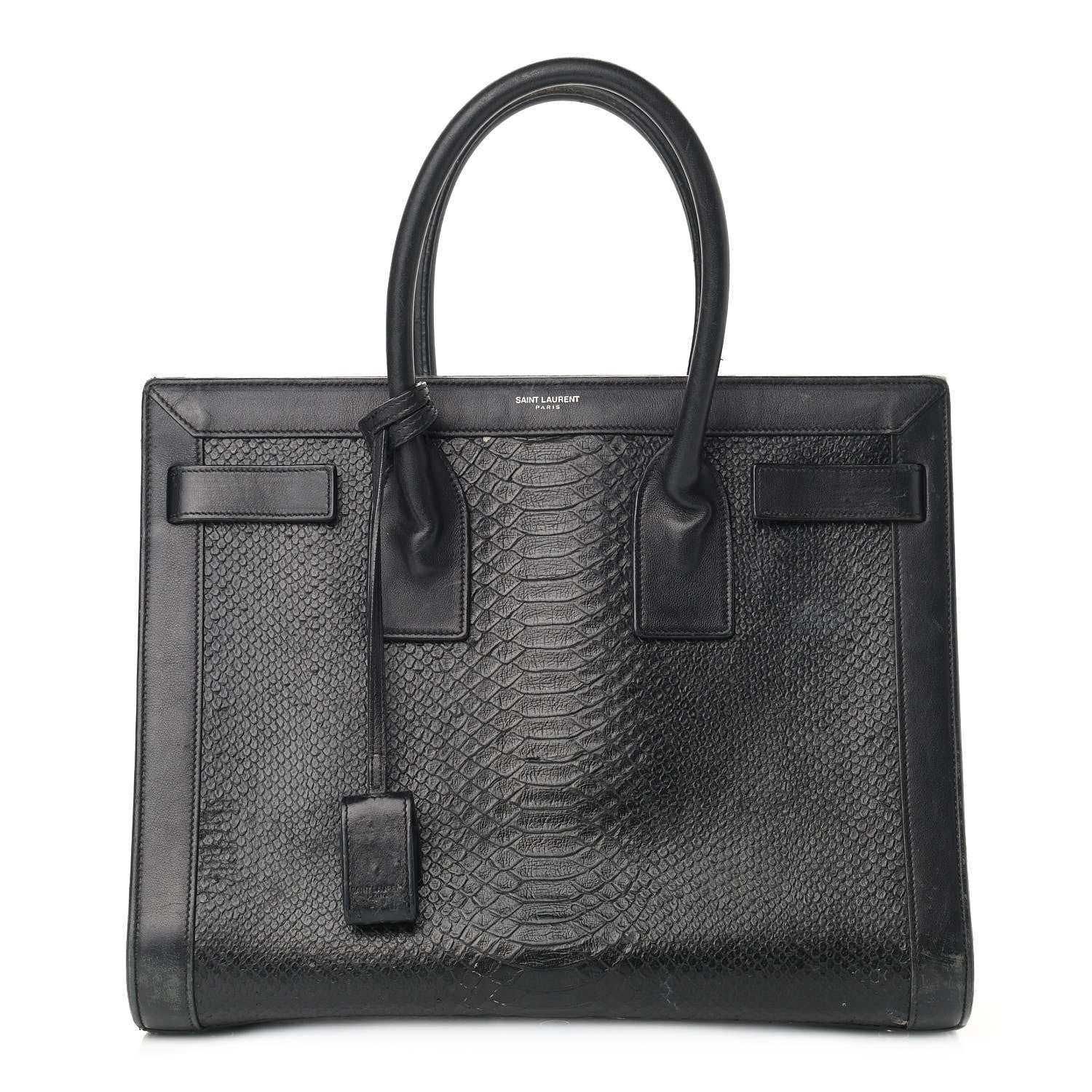 Saint Laurent Python Calfskin Embossed Small Sac de Jour Black 1 of 23