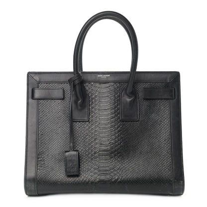 Saint Laurent Python Calfskin Embossed Small Sac de Jour Black 1 of 23