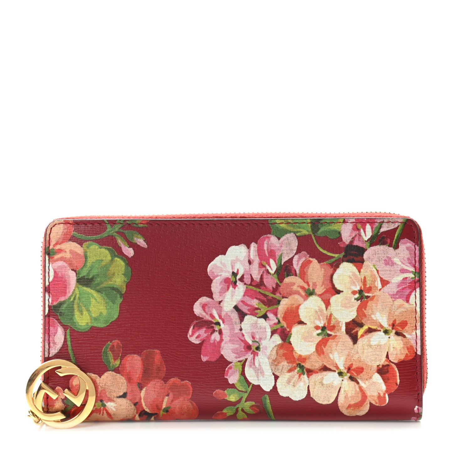 Calfskin Blooms Print Icon Zip Around Wallet Romantic Cherry Multicolor