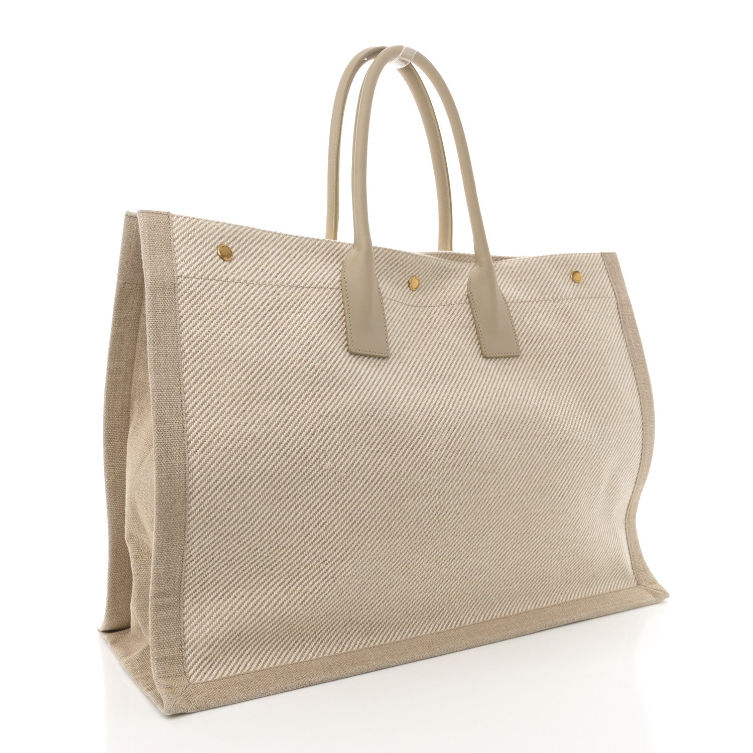 Saint Laurent Linen Calfskin Rive Gauche Tote Beige Sea Salt 3 of 13
