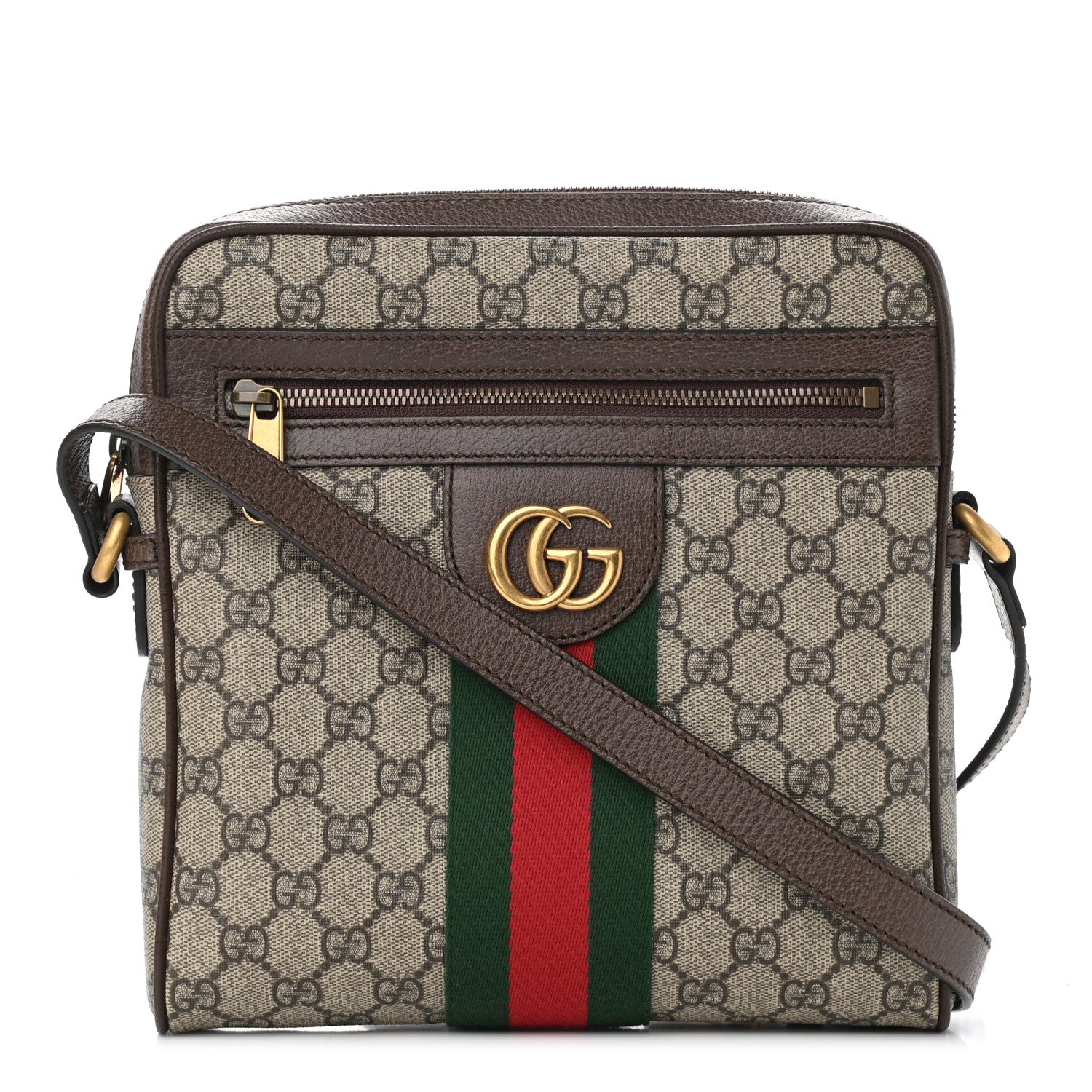 Gucci GG Supreme Monogram Web Small Ophidia Messenger Bag Brown 1 of 12