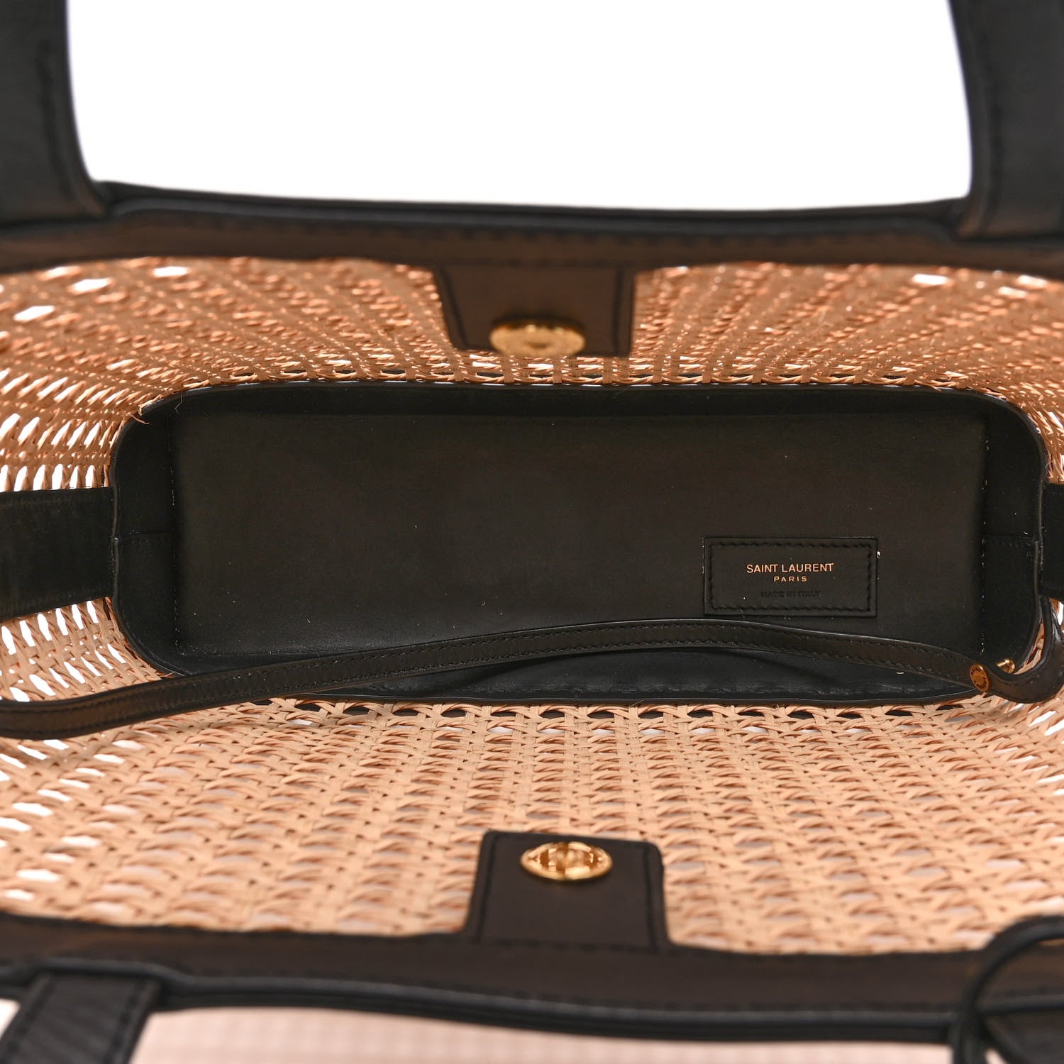 Saint Laurent Woven Cane Calfskin North South Tote Bag Black 6 of 10