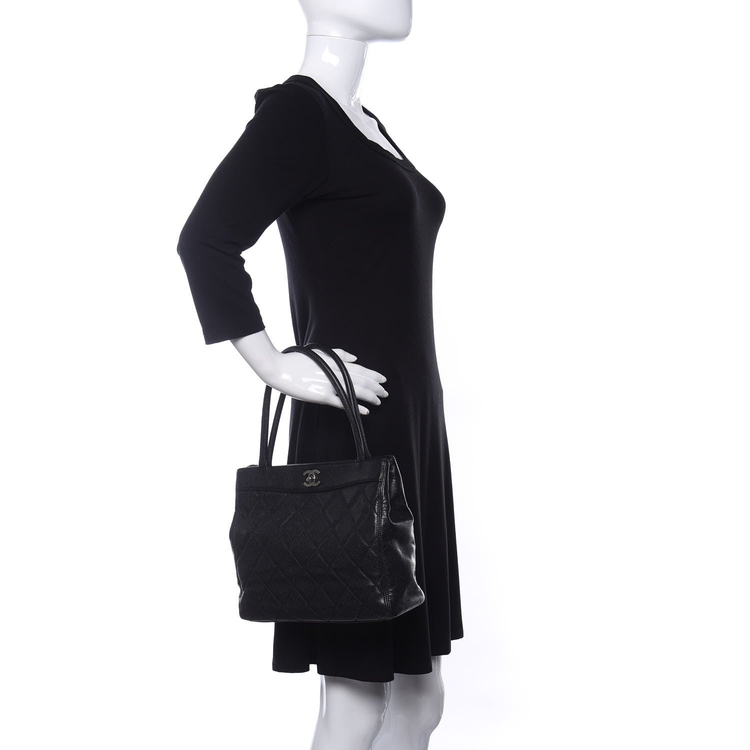 Chanel Caviar Quilted Small CC Shopping Tote Black 2 of 9