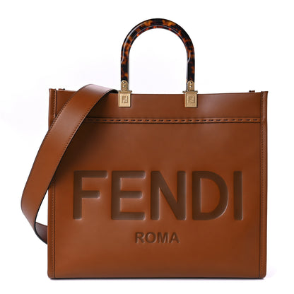 Fendi Vitello King Plexiglass Medium Fendi Sunshine Shopper Tote Cuoio 1 of 9