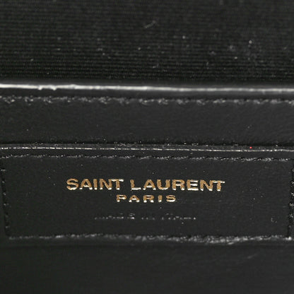 Saint Laurent Lambskin Mixed Matelasse Triquilt Small Monogram Satchel Black 6 of 9