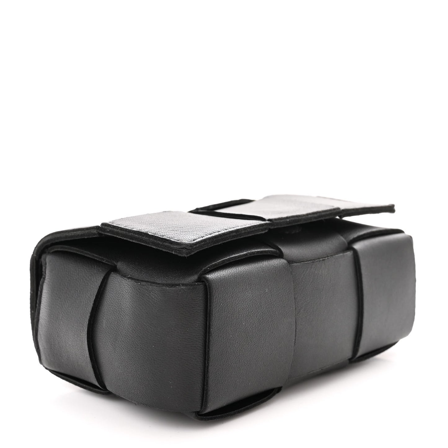 Lambskin Maxi Intrecciato Extra Mini Cassette Crossbody Bag Black