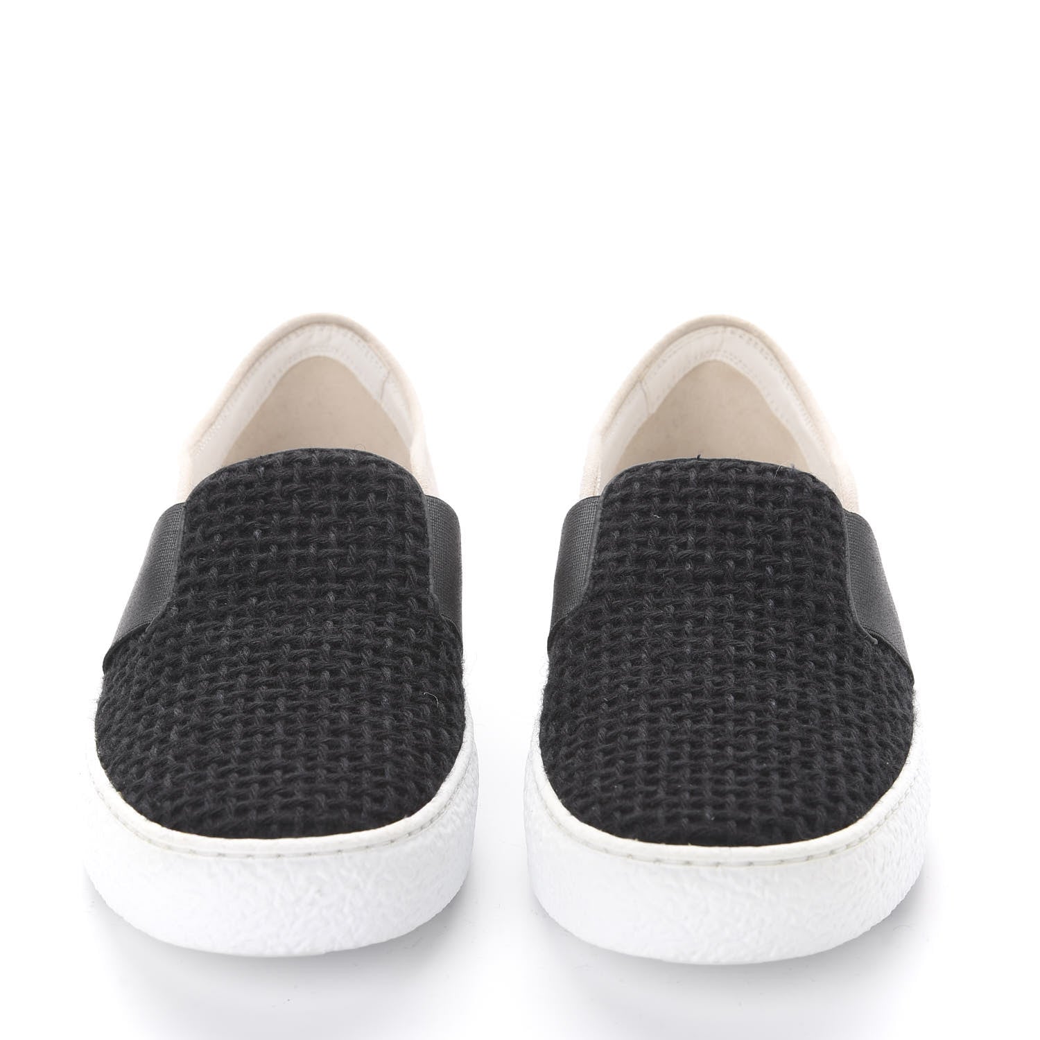 Chanel Suede Calfskin Tweed Sneakers 38.5 Black White 2 of 10