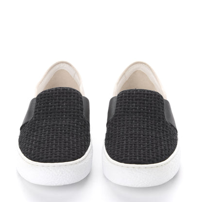 Chanel Suede Calfskin Tweed Sneakers 38.5 Black White 2 of 10