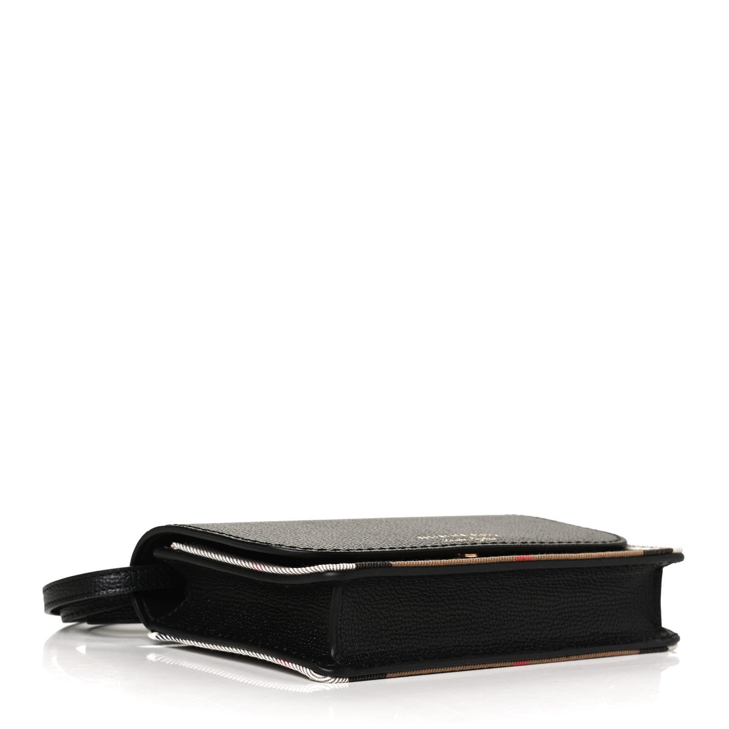 Burberry Grained Calfskin House Check Tartan Mix Hampshire Wallet On Chain Black 4 of 12