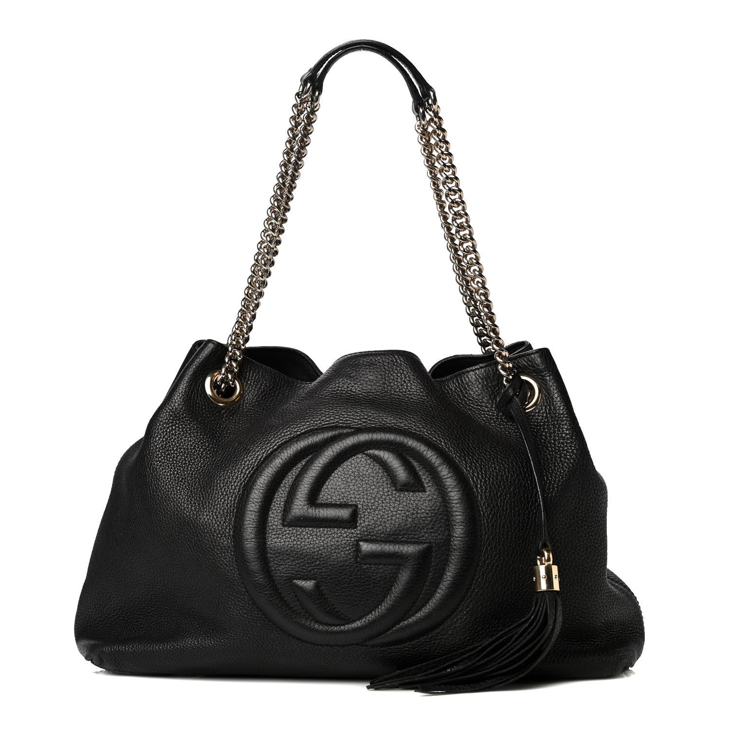 Gucci Pebbled Calfskin Medium Soho Chain Shoulder Bag Black 1 of 13