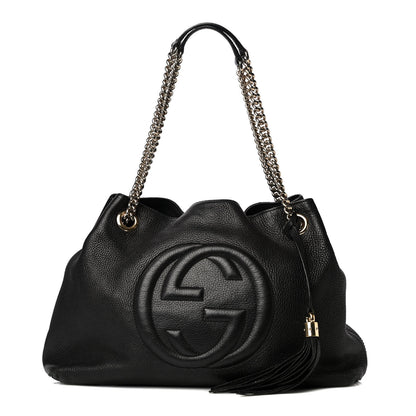 Gucci Pebbled Calfskin Medium Soho Chain Shoulder Bag Black 1 of 13