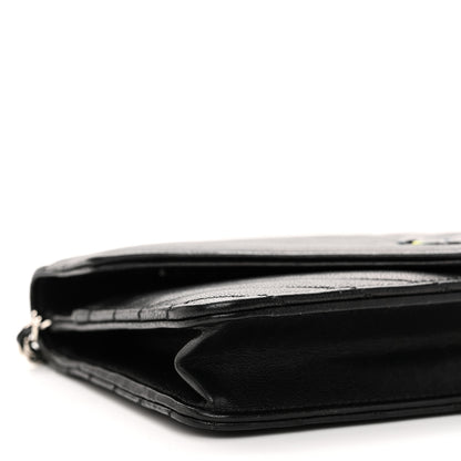 Chanel Sheepskin Chevron Wallet On Chain WOC Black 9 of 10